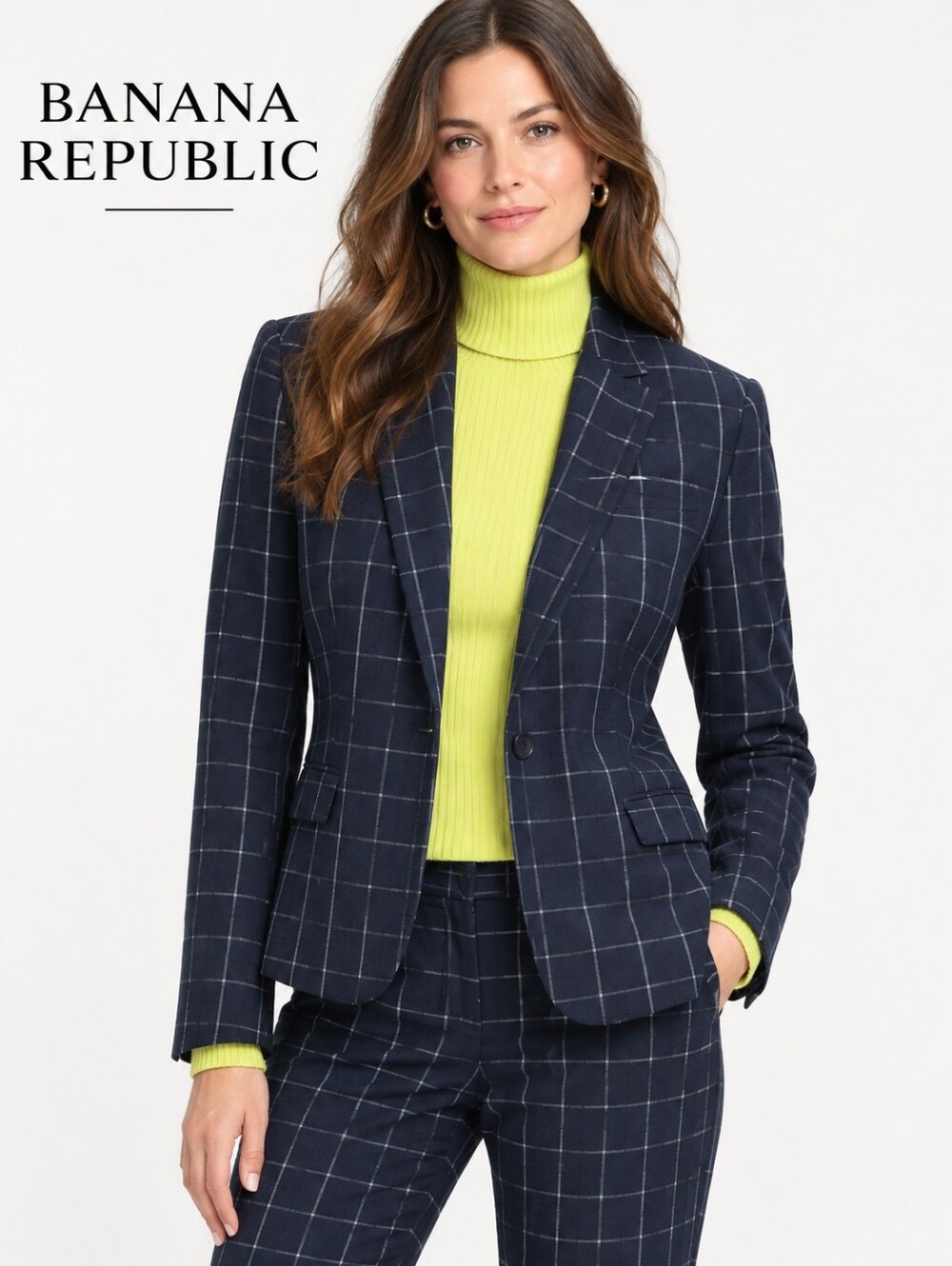 NWOT Banana Republic Classic Fit Plaid Blazer Size:6